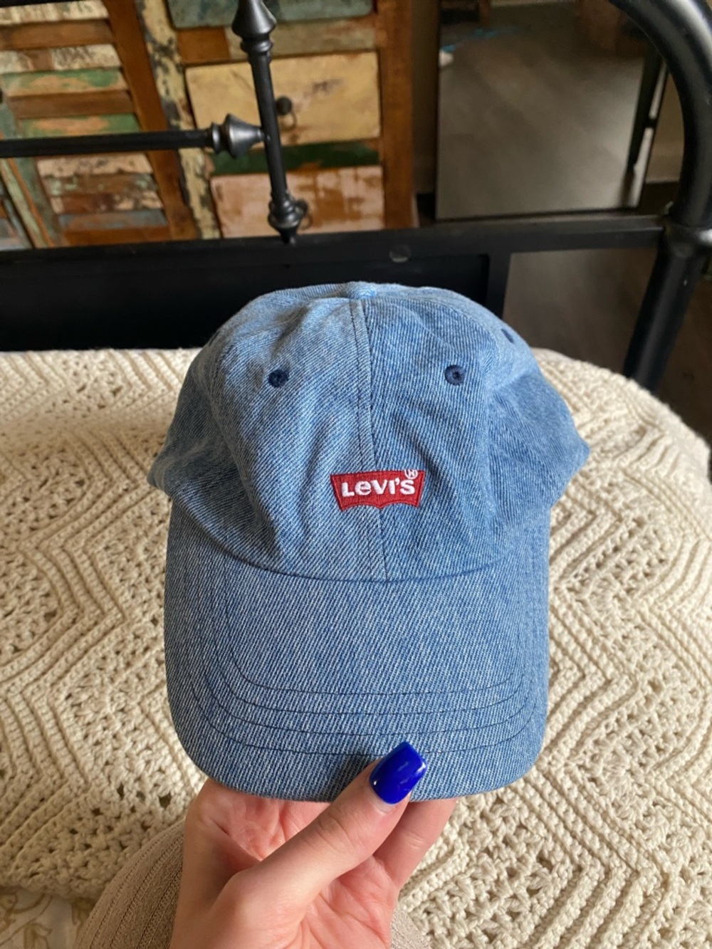 Levi's Denim SnapBack Hat with Red Embroidered Logo Patch — OS